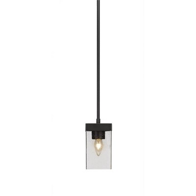 Toltec Lighting Nouvelle 1 - Light Pendant in  Espresso with 4" Square Clear Bubble Shade