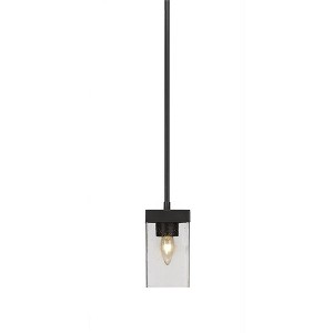 Toltec Lighting Nouvelle 1 - Light Pendant in  Espresso with 4" Square Clear Bubble Shade - 1 of 1