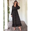 Clearlove Women's  2025 Fall Floral Maxi Dress 2025 Fall Long Sleeve V Neck Casual A Line Long Flowy Party Dresses - 2 of 4