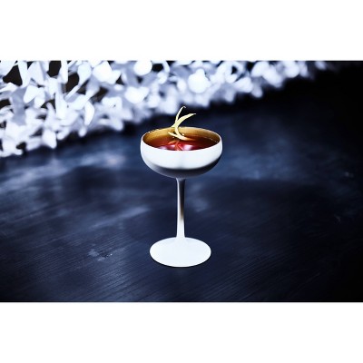 Set of 6 White and Gold Crystal Champagne Coupe Glasses