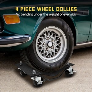 4Pcs Wheel Dolly Set for Cars, Trucks, Trailers, SUVs, 8000LBS Metal Vehicle Wheel Carts with Brakes for Garage, Maintenance, Tire Changes, Black - 1 of 4