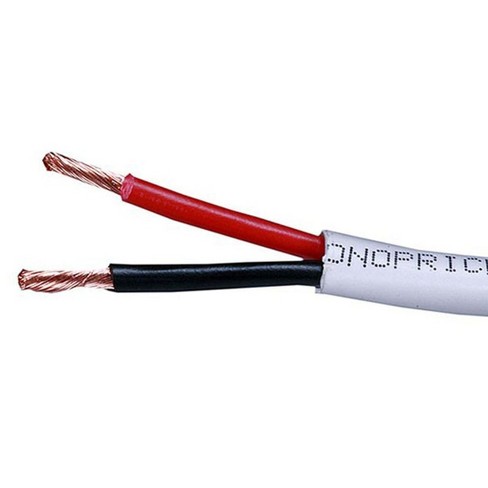 Monoprice Speaker Wire / Cable - 50 Feet - 14AWG 2 Conductor Fire Safety In Wall Rated, Jacketed In White PVC Material 99.9 Percent Oxygen-Free Pure - image 1 of 2