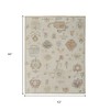 Ivory Tan and Gray Wool Floral Hand Knotted Area Rug - 3 of 4