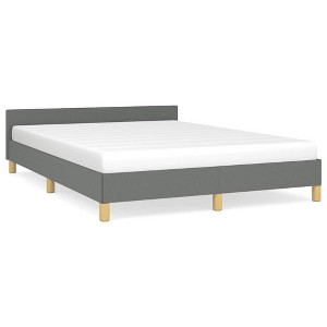 vidaXL Fabric Bed Frame Platform Bed, Scandinavian Style/Slats Support/No Box Spring Needed/Without Mattress/Easy Assembly, Dark Grey Queen Bed - 1 of 4