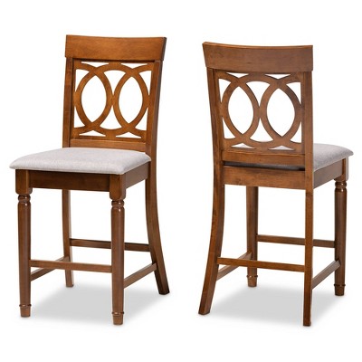 Set of 2 Violet Pub Chair Gray/Walnut - Baxton Studio