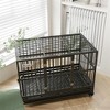 Resenkos Dog House, Pet House,Dog Cave,Dog Crate,48" Dog Crate Metal Cage Kennel with Double Door and Removable Tray, Gray - 3 of 3