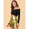 INSPIRE CHIC Women's Metallic Shiny Holographic High Waist Zipper Mini Skirts - 3 of 4