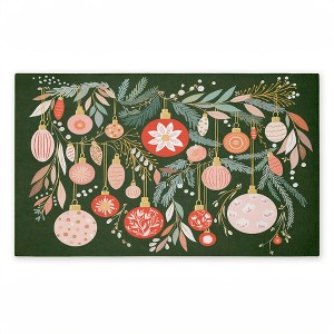 Stupell Industries Holiday Florals & Ornament Shapes Printed Outdoor Door Mat, design by Leah Straatsma, 18"x30" - 1 of 4