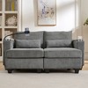 TiramisuBest 63" Convertible Chaise Lounge Loveseat Sofa Bed Corduroy Upholstery with USB Ports, Cup Holders, Phone Holder & Storage,Beige - 3 of 4