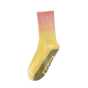 Anna-Kaci 2 Pairs Gradient Ribbed Crew Socks with Non-Slip Grip Bottom for Indoor or Studio Use - 1 of 3