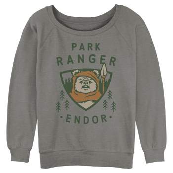 Juniors Womens Star Wars Park Ranger Endor Ewok Badge Sweatshirt