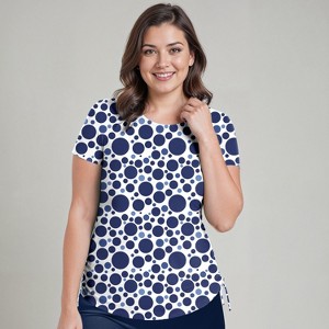 Calypsa Women's Plus Size UPF 50+ Short Sleeve Adele Swim Top - 1 of 4