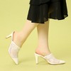 Allegra K Women's Lace Mesh Floral Embroidered Stiletto Heels Slide Mules - 2 of 4