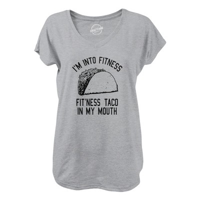 Womens Fitness Taco V-Neck Funny Gym Humor Mexican Food Graphic Muscle Shirt For Ladies - Crazy Dog Womens V-Neck