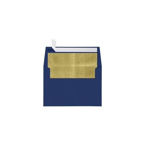 Lux Foil Lined Invitation Envelopes 4 1 4 X 6 1 4 Navy W Gold Lining Flnv4872 04 50 Target