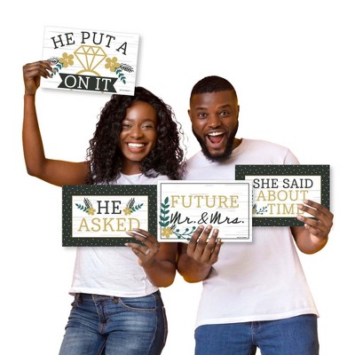 Big Dot of Happiness She Said Yes - Photo Prop Signs - Engagement Announcements - 10 Pieces