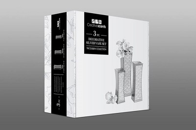 Elegant Dublin Brushed Silver Decorative Vase Trio
