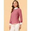 Allegra K Women's Contrast Turndown Collar Button Back Check Plaid Work Shirt - 4 of 4