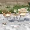 Barton 3-Pieces Outdoor Patio Set Chat Conversation Wicker Seat Cushion and Table, Beige - 2 of 4