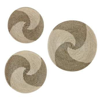 Seagrass Plate Handmade Basket Wall Decor Set of 3 Brown - Olivia & May