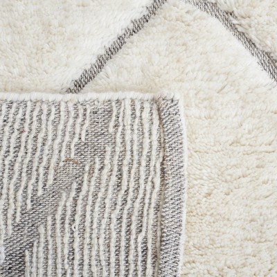 Ivory and Gray Hand-Knotted Wool Area Rug