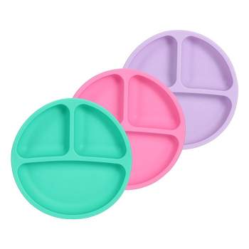 WhizMax 3pcs Prep Suction Plates for Baby, 100% Safe BPA Free Toddler Plates Silicone Divided Plates