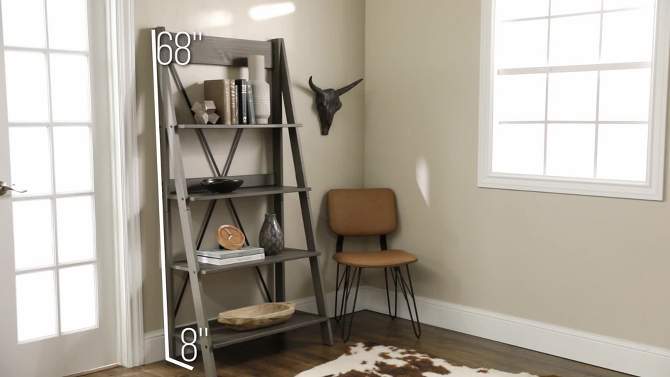 68.25" Boho 4 Tier Solid Wood Ladder Bookshelf Plant Stand - Saracina Home, 2 of 21, play video