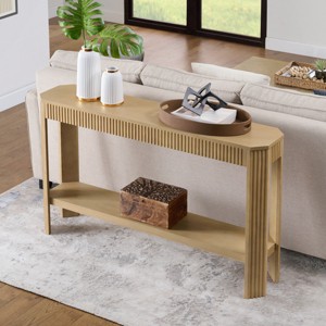 Fluted Solid Wood Console Table 56 Inch - 1 of 4