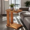 Hommoo C-Shaped 2-Tier Wood Side Table, Slide-Under Bedside End Table - 3 of 4