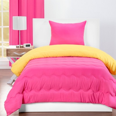 Twin Reversible Comforter with Sham Magenta/Laser Lemon - Crayola