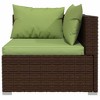 vidaXL Brown Patio Furniture - Green Cushion - 3 Seats with Table - 4 of 4