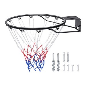 VEVOR Basketball Rim, Wall Door Mounted Basketball Hoop,Heavy Duty Q235 Basketball Flex Rim Goal Replacement with Net and Double Spring,Standard 18" - 1 of 4