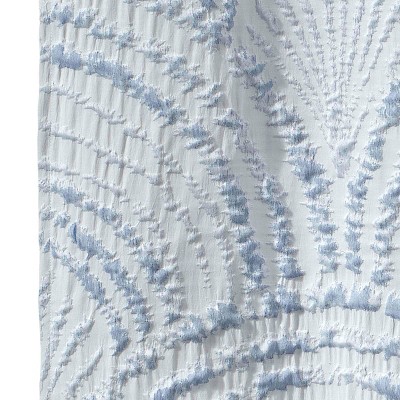Blue Crinkled Jacquard Woven Shell Shower Curtain