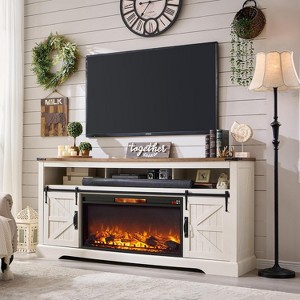 SinCiDo Fireplace TV Stand for 75" TV  w/ Fireplace & Sliding Barn Door, w/ Remote Control, 3D Flame, Fire Place TV Stands for Living Room - 1 of 4