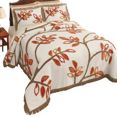 Collections Etc Soft & Luxurious Fall Leaf Branch Chenille Bedspread ...