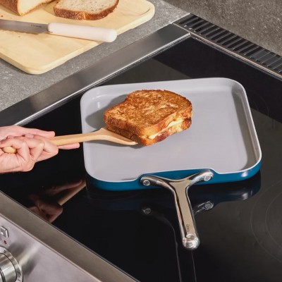 Cream 11" Ceramic Nonstick Square Griddle Pan