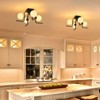 PAKOKULA 4-Light Matte Black Industrial Semi-Flush Mount Ceiling Light with White Globe Glass - 3 of 4