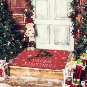 Fulvari Christmas Area Rug Merry Christmas Elk Pattern Machine Washable Indoor Carpet Rug Decorative Non Slip Rug for Kitchen Living Room - 1 of 4