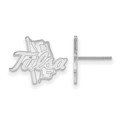 Black Bow Jewelry 14k White Gold Tulsa Golden Hurricanes NCAA Post Earrings