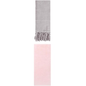 REGALWOVEN 2 Packs Striped and Tassels Hand Towels for Bathroom 14" x 30" - 1 of 4