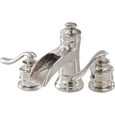 BWE 8 in. Widespread Double Handle Waterfall Bath Faucet With Pop-up Drain Assembly in Spot Resist