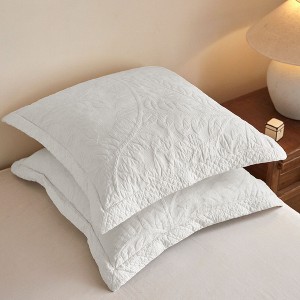 Marcielo 2 Pack Cotton Embroidered  Euro Shams 26"x26" - 1 of 4