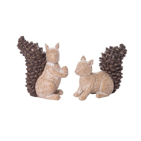 Transpac Resin Squirrel Figurine w/Pinecone Tail Set of 2 Fall/Harvest Home Decorations - image 1 of 1