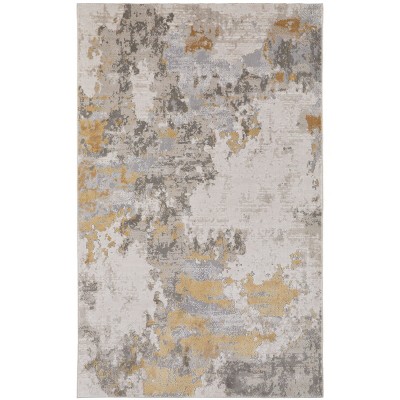 Waldor Modern Abstract Ivory/Gold/Gray Area Rug
