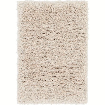 Luxurious Blonde Shag Rectangular Synthetic Area Rug