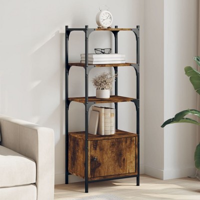 vidaXL Bookcase 3-Tier Smoked Oak 16.1 in.x11.8 in.x43.1 in. Engineered Wood