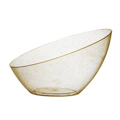 Posh Setting Clear and Gold Glitter Angled Plastic Large Serving Bowls - 54 oz. - 5 Pack