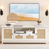 TV Stand Rattan Entertainment Center for 65 Inch TV Modern TV Console Table White Low TV Stand with Storage,Doors and Shelves,TV Console Media Cabinet - 3 of 4