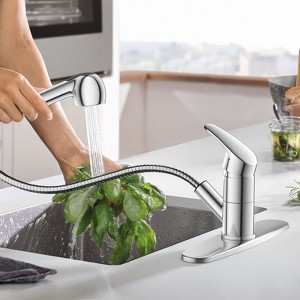 SKONYON Kitchen Sink Faucet with Pull-Out Sprayer and Chrome Finish - 1 of 4