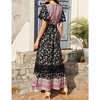 Women's Summer Bohemian Floral Maxi Dress with Short Sleeves, V-Neck, High Waist, and Ruffle Details - 4 of 4